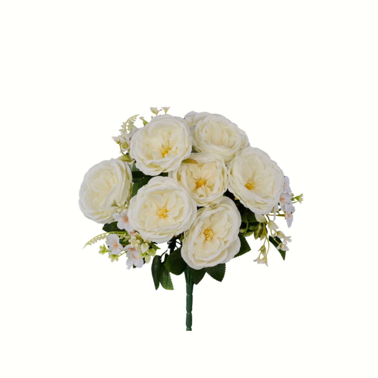 White Artificial Cabbage Rose Bush | 11 Faux Roses | 19" Tall-FB196227